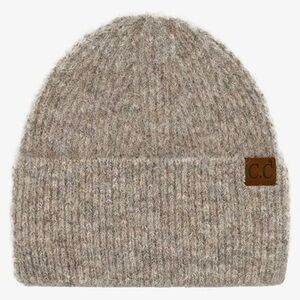 C.C. Mohair Feel Wide Cuff Beanie-Taupe